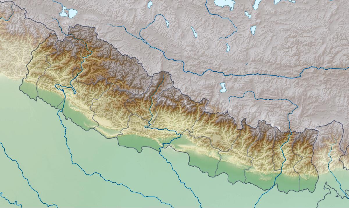 Kort af líkamlega nepal