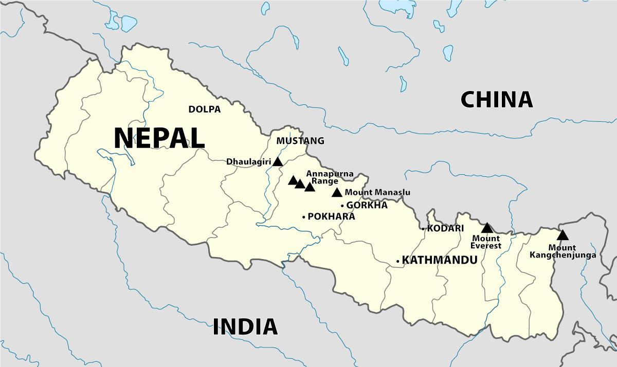 Kort af nepal himalaya