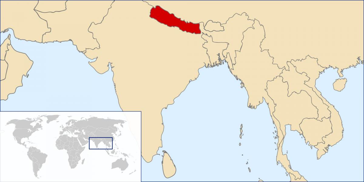 Kort af nepal staðsetningu á world