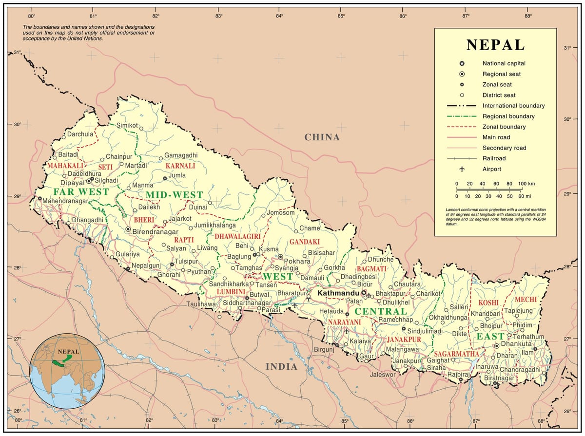 netinu kort af nepal