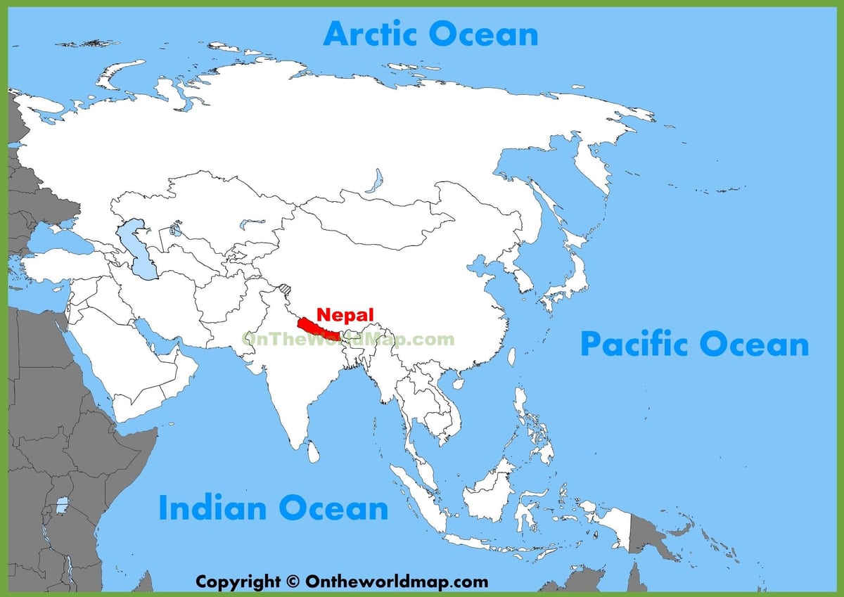 nepal í asíu kort