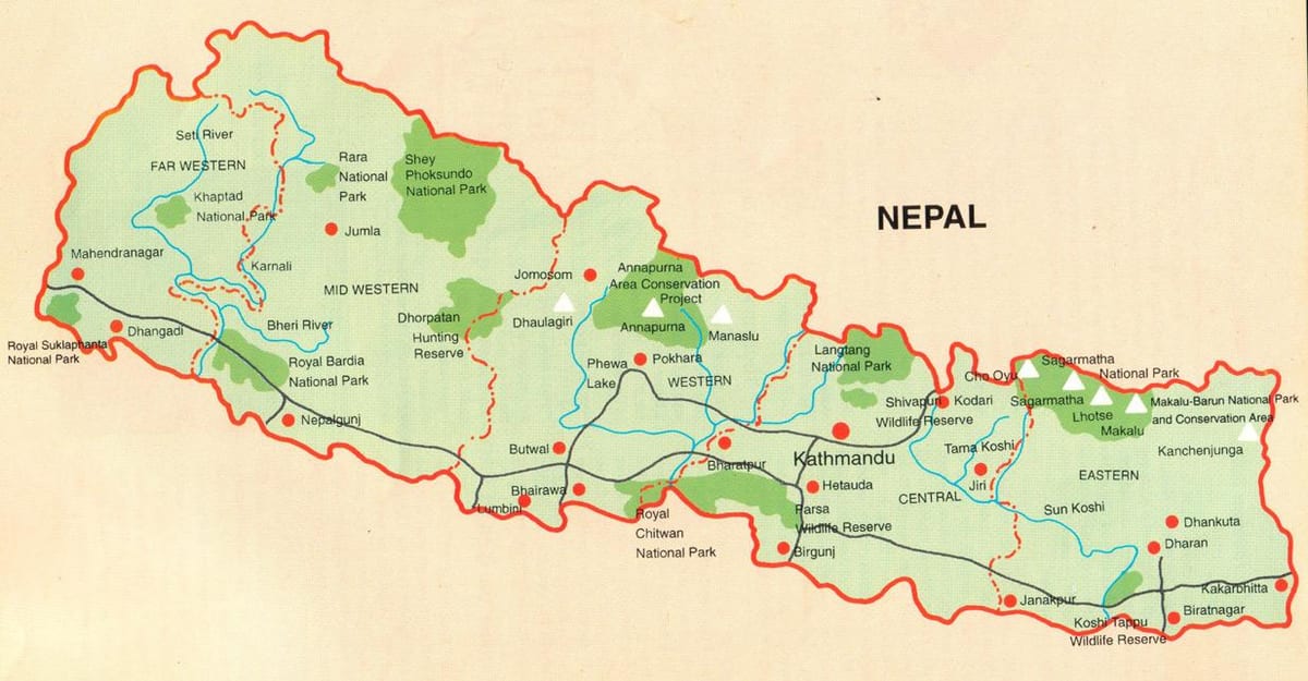 Kort af nepal leiðsögumaður