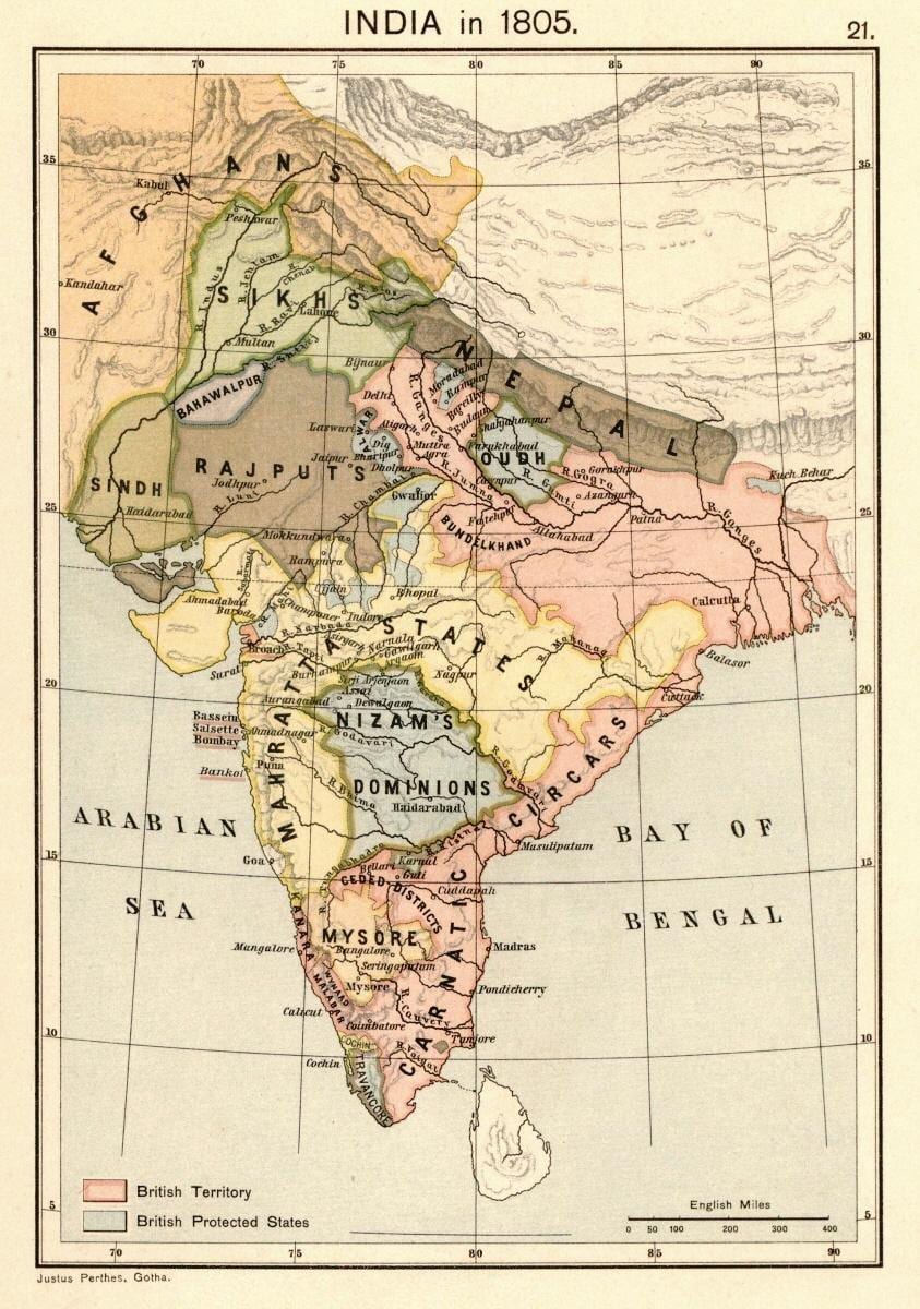 kort af nepal áður en 1816