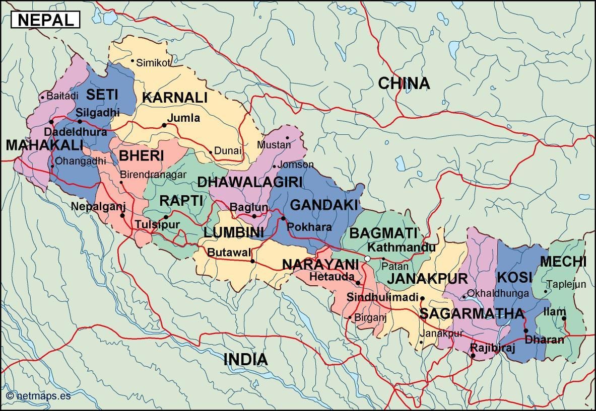 Kort af stafræna nepal