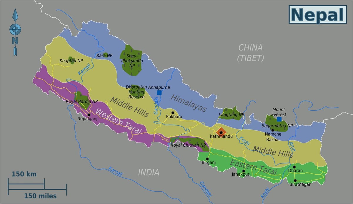 Kort af upprunalega nepal