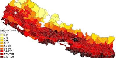 Nepal íbúafjölda kort
