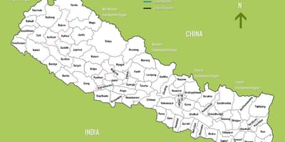 Nepal ferðamaður staðir kort
