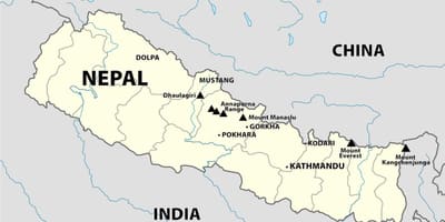 Kort af nepal himalaya