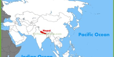 Nepal í asíu kort
