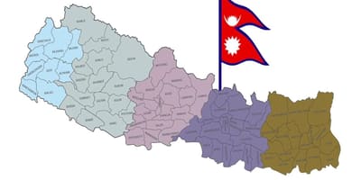 Kort af nepal með fána