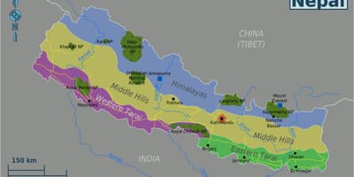 Kort af upprunalega nepal
