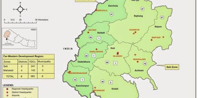 Kort af vestur nepal